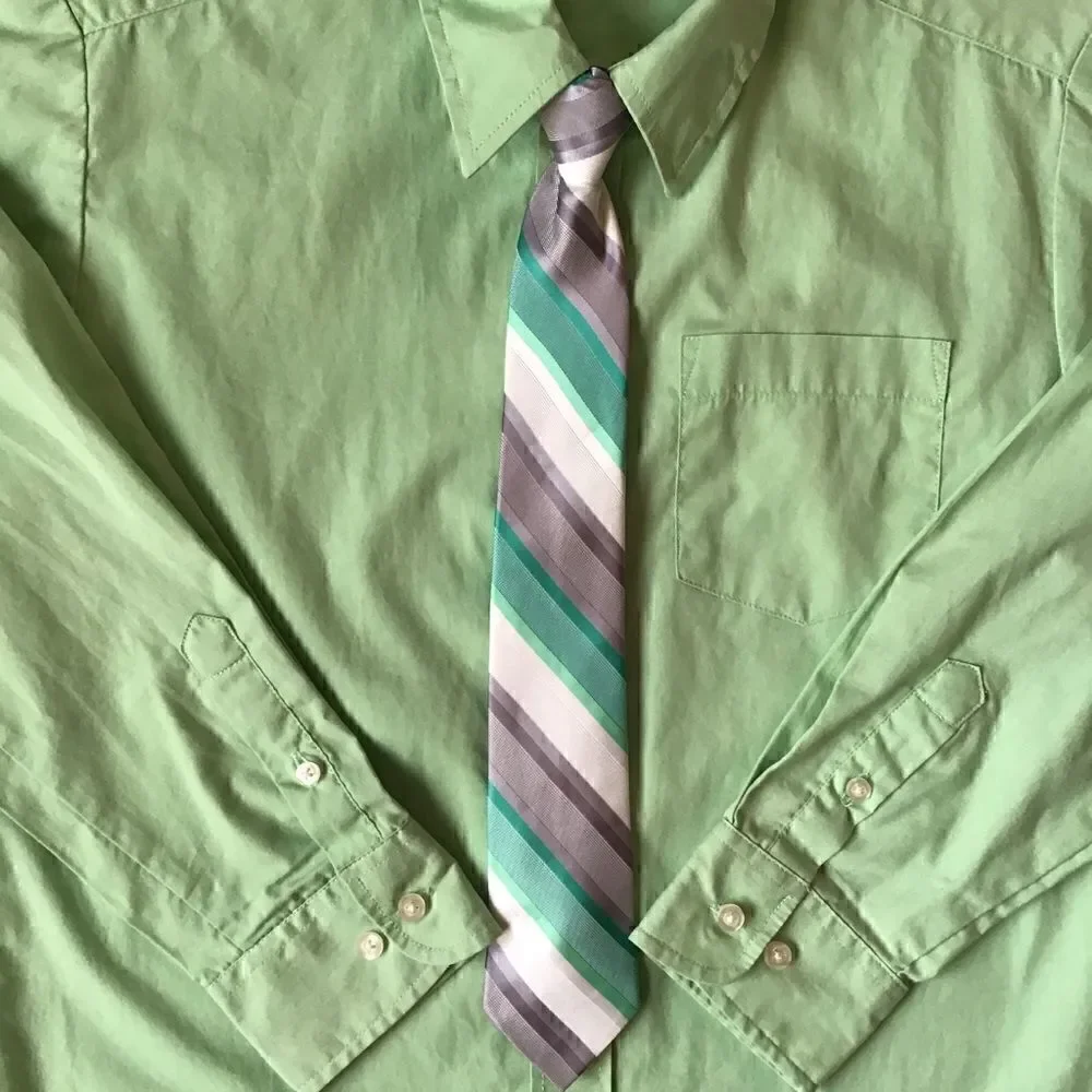 Striped Polyester Clip On Tie